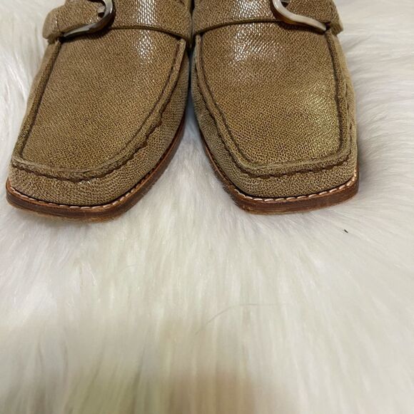Stuart Weitzman tan leather backless loafers, size 7 1/2 - Picture 5 of 12
